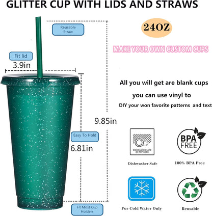 Suertestarry Tumbler with Straw and Lid,Water Bottle Iced Coffee Travel Mug Cup,Reusable Plastic Cups,Perfect for Parties,Birthdays,24oz-5 Pack (Rainbow, 5pack)