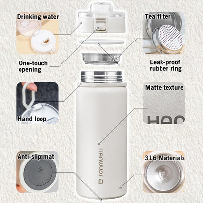 17 oz Travel Coffee Mug — One-click open and drink with one hand, with a leak-proof lid, Fits in Car Cup Holder, Stainless steel insulated tumbler, 8-12 hours of heat preservation and cooling effect