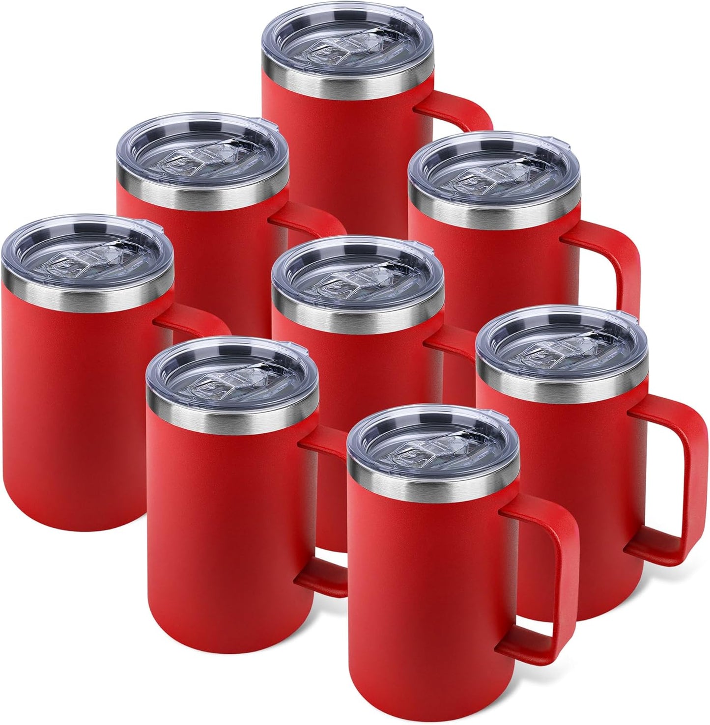 22oz Insulated Coffee Mug with Handle & Leak-Proof Lid - Double Wall Stainless Steel Travel Tumbler for Commute/Office/Home, Orange, 1 Pack