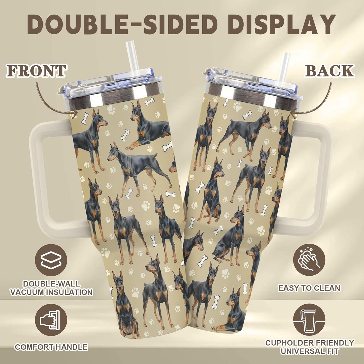 Beagle Gifts for Women Men, 40oz Stainless Steel Insulated Tumbler Travel Cup Mug, Funny and Unique Beagle Gifts for Dog Lover - Colors B