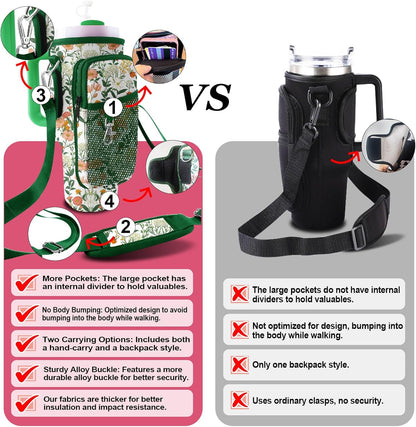 Stanley Carrier Bag for Stanley 40oz/30ozTumbler with Phone with 2 Adjustable Strap,3 Pockets Bottle Stanley Cup Carrier Bag & Case,Accessories for Hiking Travelling
