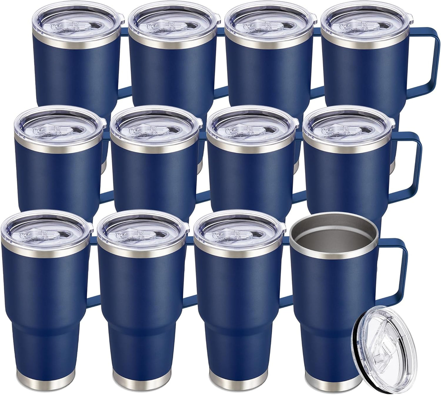 30 oz Tumbler with Handle and Lid, Stainless Steel Tumblers Double Wall Vacuum Insulated Travel Mug Leak Proof Cup Keep Drinks Cold and Hot Black, 1 Pack