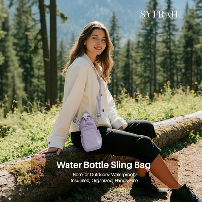 SYTRAH Water Bottle Bag Crossbody，Insulated Water Bottle Purse Crossbody Water Bottle Holder with Strap 40 oz