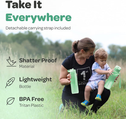 Hydracy Water Bottle with Time Marker -Large BPA Free Water Bottle & No Sweat Sleeve -Leak Proof Gym Bottle with Times to Drink - Ideal for Fitness Sports & Outdoors