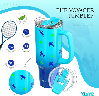 YOME 40oz Nurse Tumbler with Handle and Flip Straw | Stainless Steel Insulated Water Bottle | Keeps Drinks Cold | Dishwasher Safe | Cupholder Friendly | Gift Gym Travel Yoga