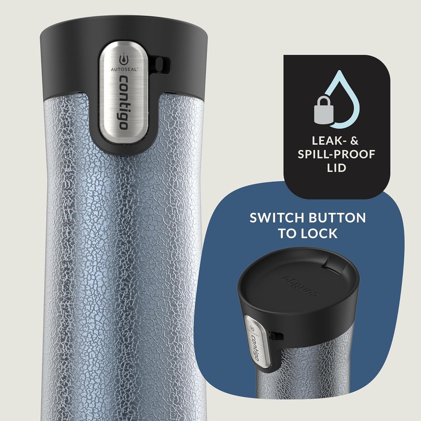 Contigo AUTOSEAL West Loop Vacuum-Insulated Stainless Steel Travel Mug with Easy-Clean Lid 12 oz Blueberry