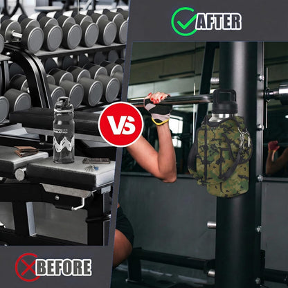icolor Magnetic Gym Bag Water Bottle Carrier Holder with Phone Pockets & Shoulder Strap,Gym Magnetic Bag 5 Built-in Magnets Gym Accessories Organizer Sling Bottle Bag Pouch Sleeve