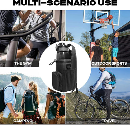 JACZZO Magnetic Gym Bag for Men and Women, Magnetic Water Bottle Holder for Gym, Small Gym Bag, Gym Gifts for Women and Men (Black, <40 OZ)