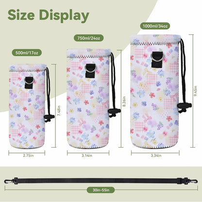 Neoprene 500ML/750ML/1000ML Water Bottle Bag Carrier, Portable Insulated Bottle Sling Holder Case Pouch with Adjustable Shoulder Strap for Men Women Walking Hiking Running