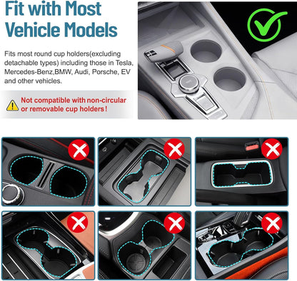 Car Tray Table & Car Desk for Laptop with 2 Risers and Anti-Slip Pad, 360° Rotating Cup Holder for Working and Eating Compatible with Tesla Model 3/Y/S, Ford F150/Explorer/Maverick & Most Vehicles/EV