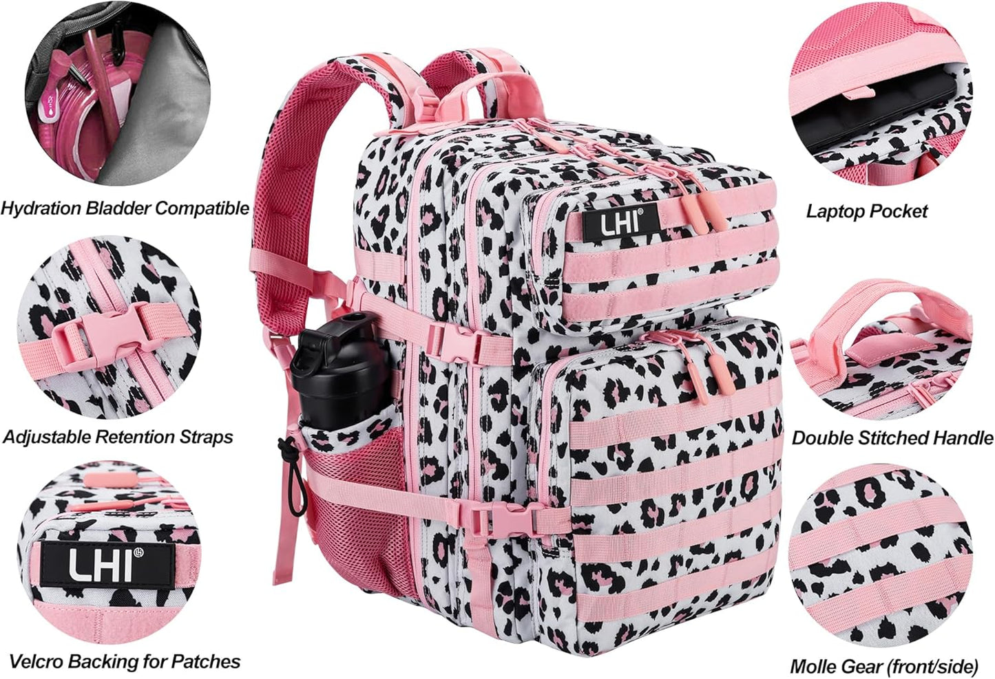 LHI Military Tactical Backpack for Men and Women 45L Army 3 Days Assault Pack Bag Large Rucksack with Molle System - Black - Colors A