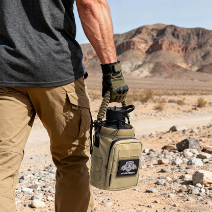 NATURE PIONEOR 32 64 128oz Tactical Water Bottle Pouch, Multi-Function Tactical Water Bottle Bag with Adjustable Shoulder Strap, Half/One Gallon Molle Strap Carrier Holder