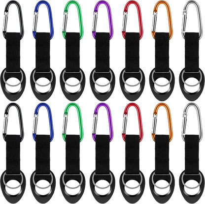 Mimorou 7 Pack Water Bottle Holder Clips, Silicone Bottle Ring Carrier with Aluminum Hooks Portable for Travel, Camping, Cycling & Backpack Accessories