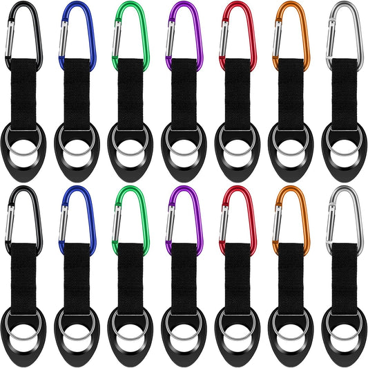 Mimorou 7 Pack Water Bottle Holder Clips, Silicone Bottle Ring Carrier with Aluminum Hooks Portable for Travel, Camping, Cycling & Backpack Accessories