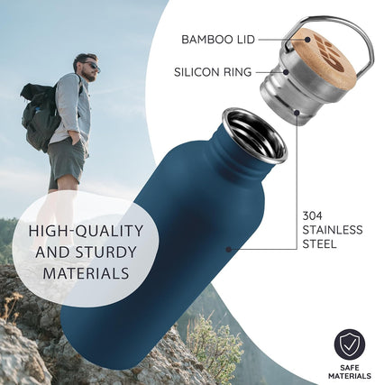 Bambaw Stainless Steel Water Bottles 32 oz, Non-insulated Single Wall Metal Water Bottle Stainless Steel, Reusable & Eco Friendly, Dishwasher Safe – Silver | Non-insulated