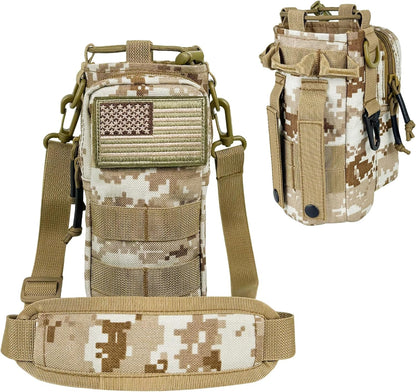 Water Bottle Holder with Strap - Tactical Insulated Water Bottle Sleeve with MOLLE System Water Bottle Cover Cross-Body Pouch for Walking Hiking Camping Gym 32oz&40oz