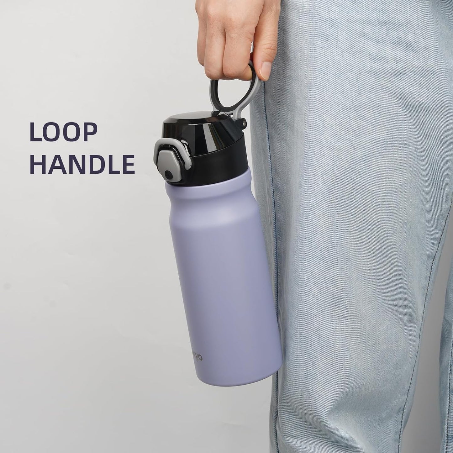 Konokyo 18 oz Insulated Water Bottle with Straw Lid, Stainless Steel Vacuum Sports Water Bottle, Leak-Proof Reusable Metal Flask with Carry Loop, BPA-Free Travel Bottle for Gym, School, Office