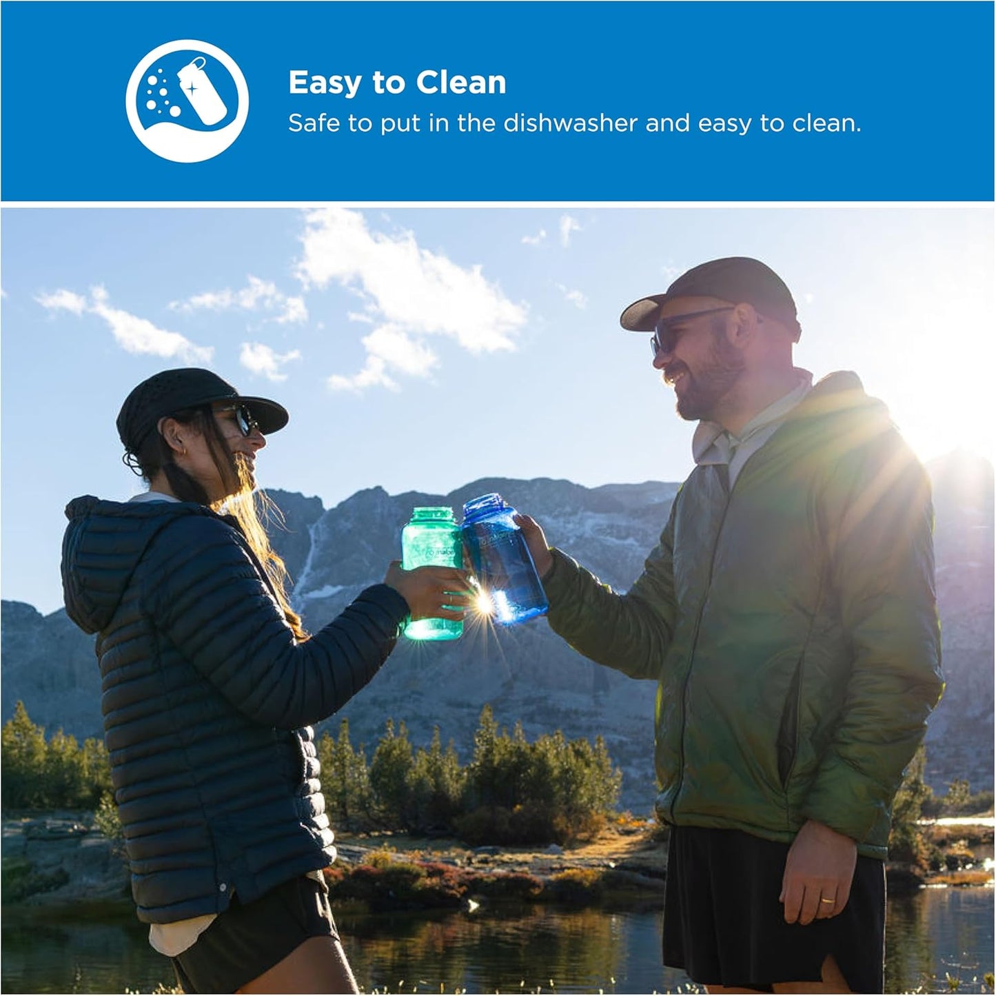 Nalgene 32 oz Wide Mouth Water Bottle | BPA-Free, Durable & Leak Proof, Lightweight Bottle for Hiking & Gym, Work & Travel