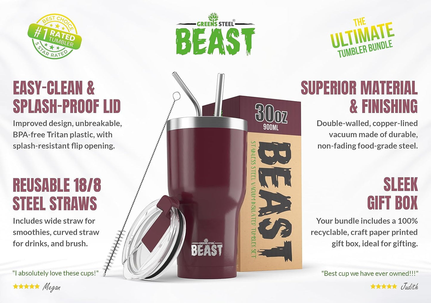 Beast 10 oz Tumbler Stainless Steel Vacuum Insulated Coffee Ice Cup Double Wall Travel Flask (Arctic White)