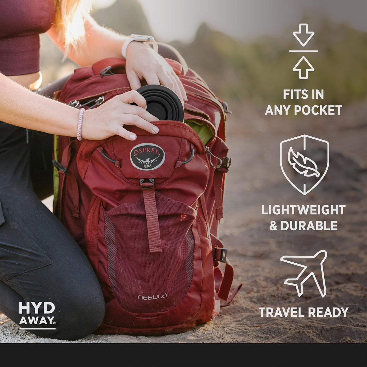 HYDAWAY 17oz Travel Collapsible Water Bottle - BPA-Free, Leakproof, Lightweight, Space-Saving