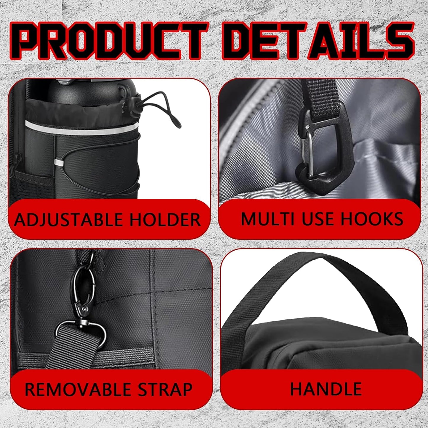 Magnetic Gym Bag for Men and Women, Water Bottle Holder, Gym Pouch with Shoulder Strap for Travel, Sports, Work, Fitness (Strap)