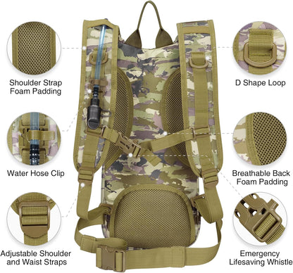 NOOLA Hydration Backpack with 3L TPU Water Bladder, Tactical Molle Water Backpack for Men Women, Hydration Pack for Hiking, Biking, Running and Climbing