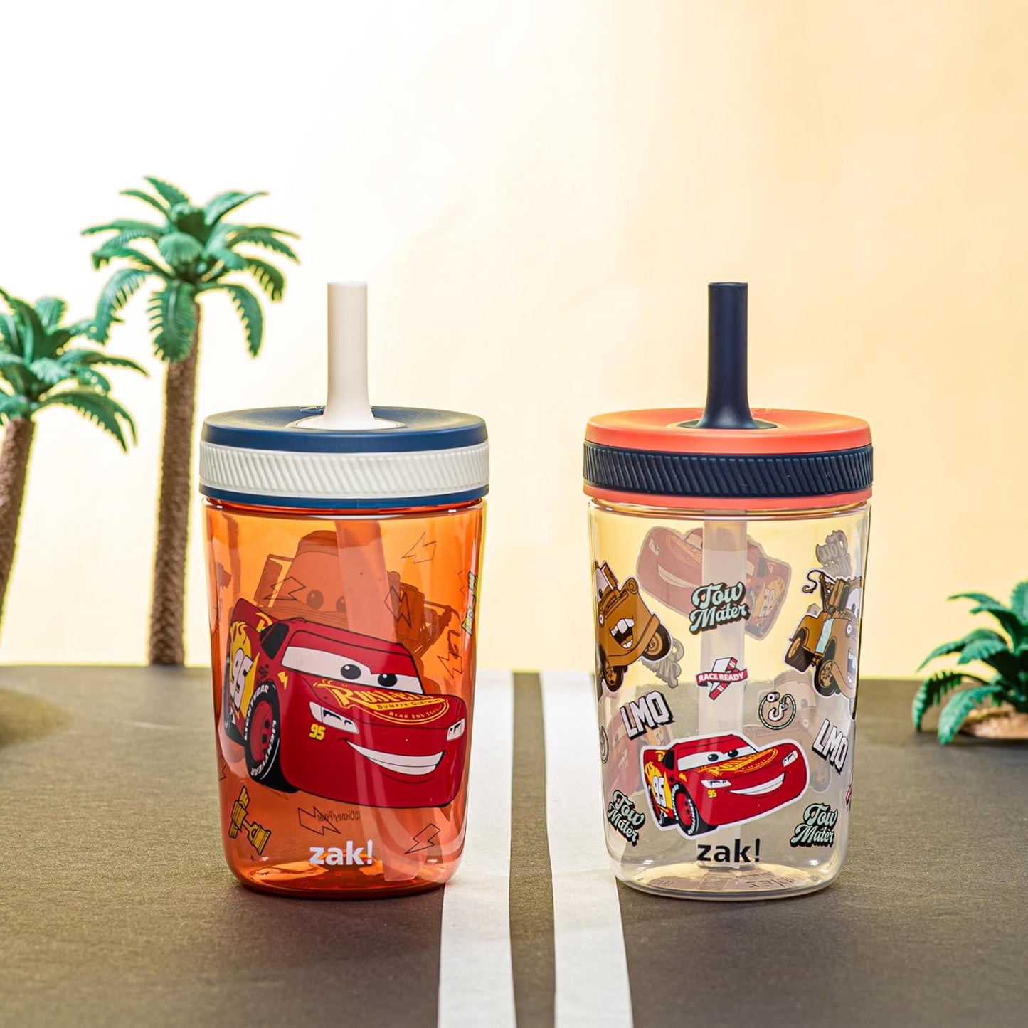 Zak Designs 15oz Bluey Kelso Tumbler Set, Leak-Proof Screw-On Lid with Straw Made of Durable Plastic and Silicone, Perfect Bundle for Kids, 2 Count (Pack of 1) - Colors A