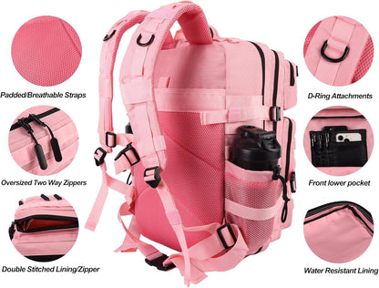 LHI Military Tactical Backpack for Men and Women 45L Army 3 Days Assault Pack Bag Large Rucksack with Molle System - Black - Colors B