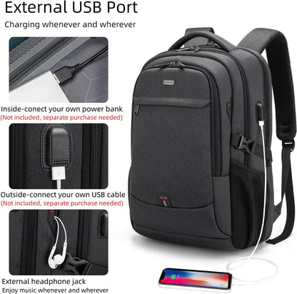 DUSLANG 17 Inch Laptop Backpack for Travel Water Resistant College Backpack for Men/Women Laptop Bag with USB Charging Port,Black - Colors B