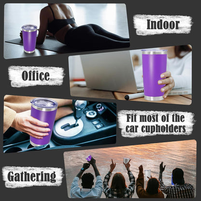 20 oz Tumbler Coffee Travel Tumblers Bulk with Lid Stainless Steel Double Wall Vacuum Insulated Mug Powder Coated Cups fit Car Cupholder for Hot and Cold - Stainless Steel, 4Pack
