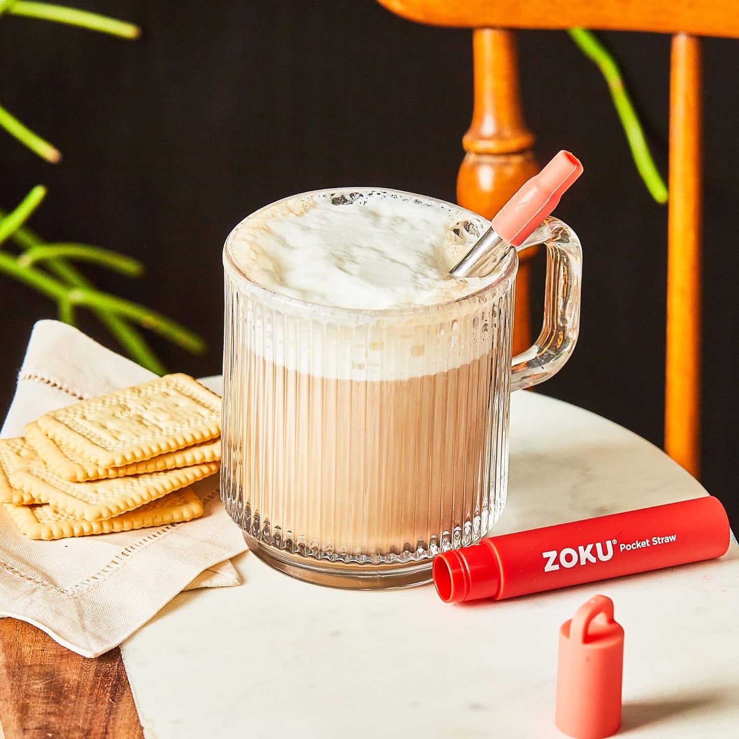 ZOKU Reusable Metal Straw with Case for Travel, Teal - Collapsible Stainless Steel Drinking Straw with Silicone Tip and Cleaner Brush, Ideal for Key Chains, Pockets, Purses