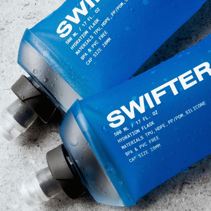 SWIFTER 2x Soft Flask 500ml | Running, Hiking, Cycling Hydration Flask | Collapsible, Leakproof, Reusable | Matt Finish, Sky Blue