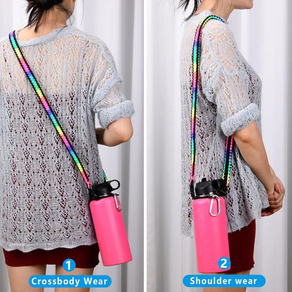 Wongeto Paracord Handle Carrier Holder with Shoulder Strap,Compatible with Hydro Flask Wide Mouth Water Bottles