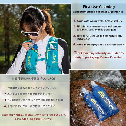 TRIWONDER Handheld Water Bottle for Running, Quick Grip Chill 17 oz Handheld Soft Water Bottle with Hand Strap Hydration Pack, BPA Sport Soft Flask (Blue)