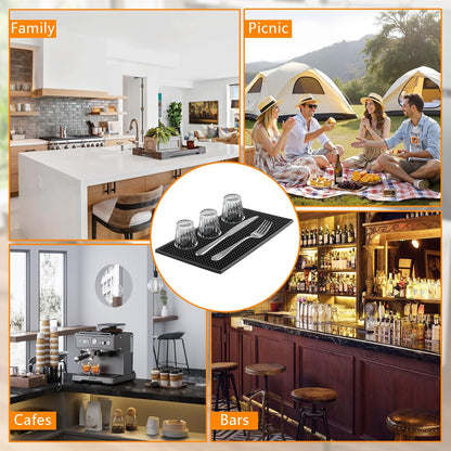 Ninsula 2 Pack Bar Mat, 6" x 12" Bar Mats for Countertop, Non Slip Spill Proof Service Mat, Rubber Dish Drying Mat for Coffee Bar, Bartending, Home Kitchen & Restaurant