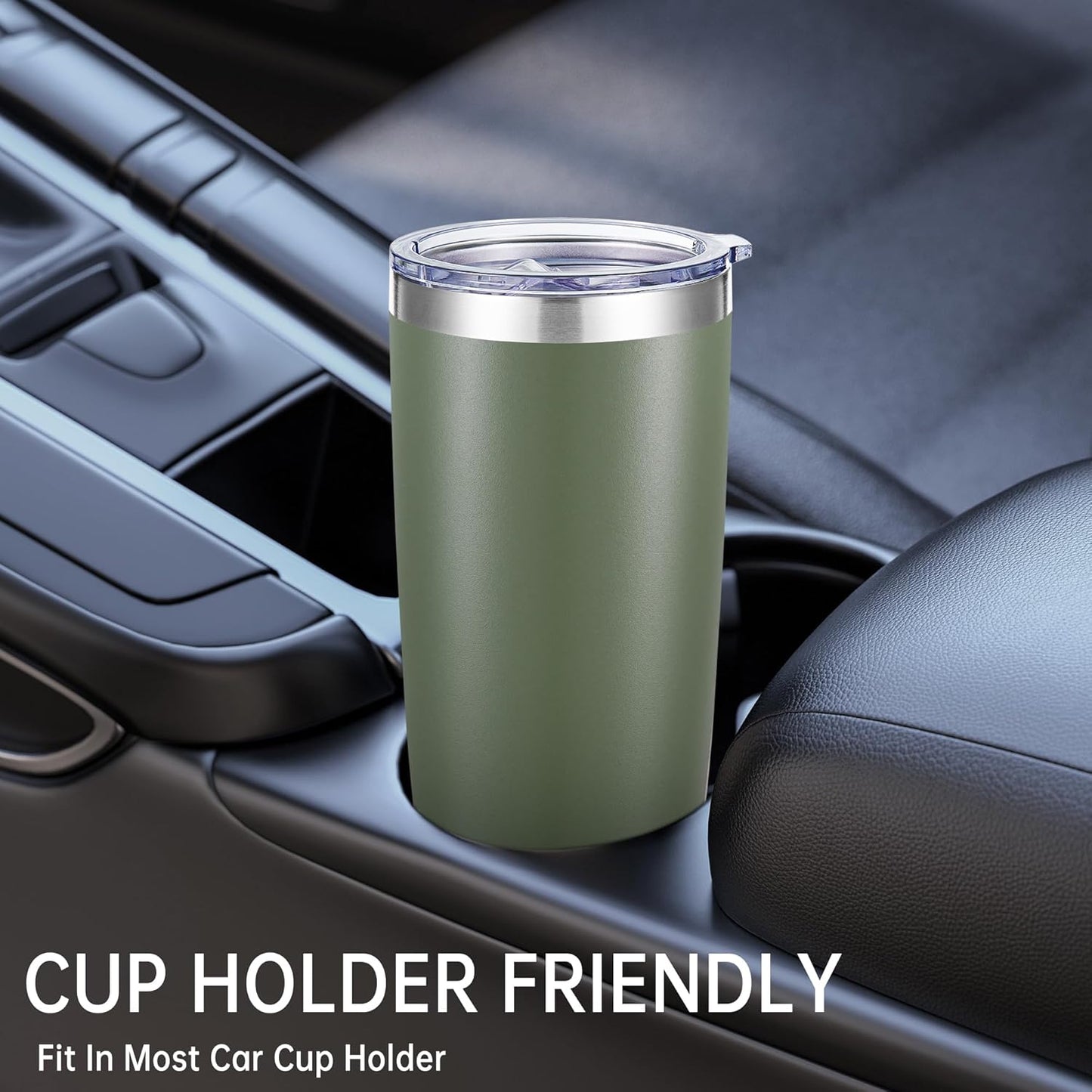 20 oz Tumblers Bulk Stainless Steel Tumbler with Lid Double Wall Vacuum Insulated Coffee Mug 20oz Powder Coated Cup for Hot and Cold Drinks, Stainless, 6 pack