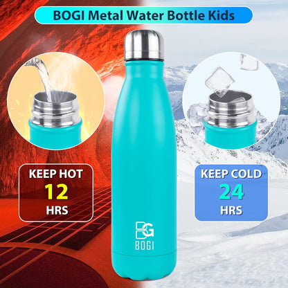 BOGI 17oz Insulated Water Bottle Double Wall Vacuum Stainless Steel Water Bottles, Leak Proof Metal Sports Water Bottle Keeps Drink Hot and Cold - Perfect for Outdoor Sports Camping Biking (Purple)