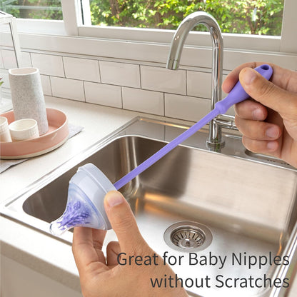 A-Brush Silicone Bottle Cleaner Brush, 2 Piece Set, Flexible, Long Handle - Water Bottle Cleaner, Baby Bottle Nipple Brush for Plastic & Glass, BPA-Free Dish Washing Brush A2S Protection