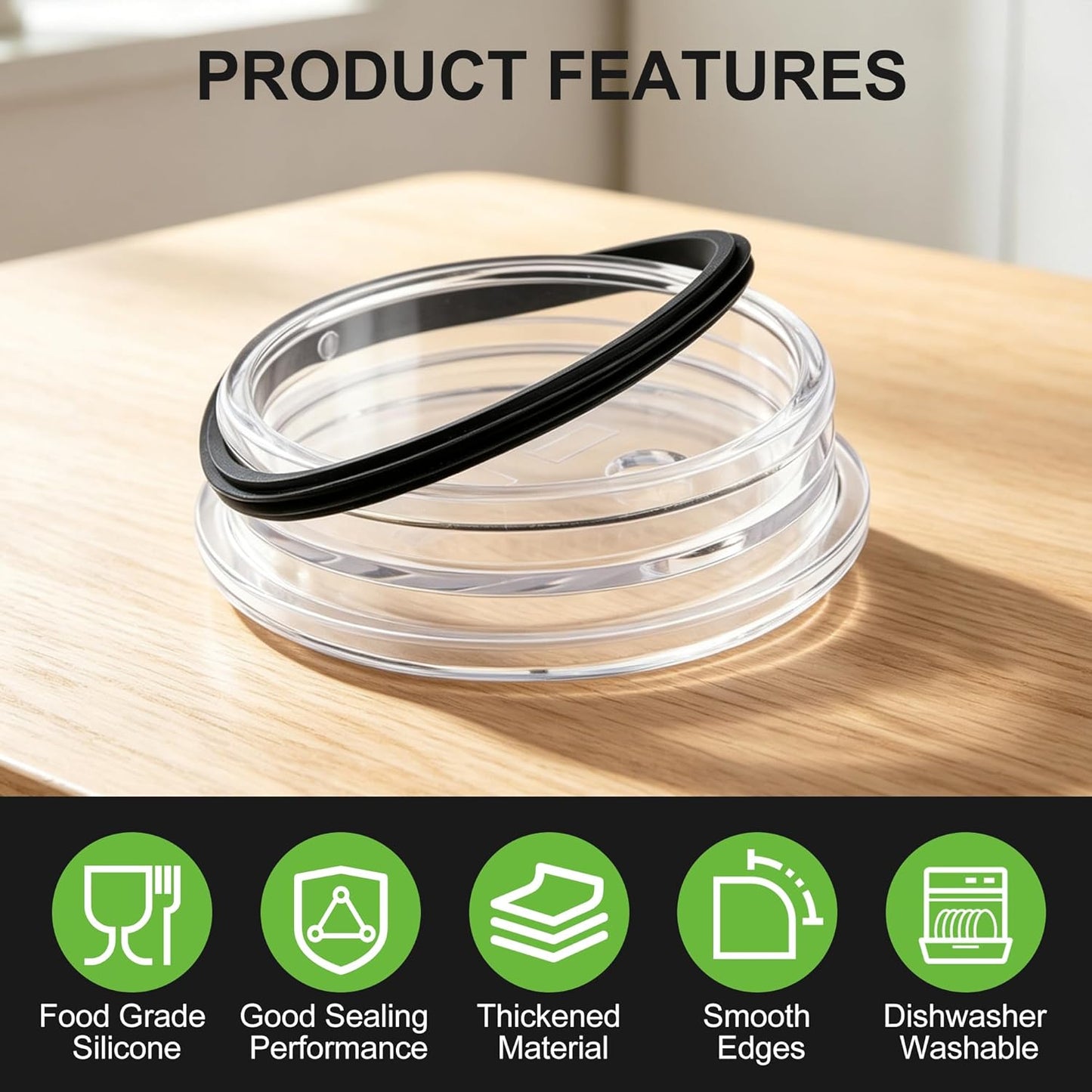 Rubber Seal for Yeti Magslider Lid 20oz 30oz,Silicone Gasket for Yeti Rambler Tumbler 20/30 oz,Leakproof Ring for Rambler Magslider,Rubber O-Ring Black 4pcs