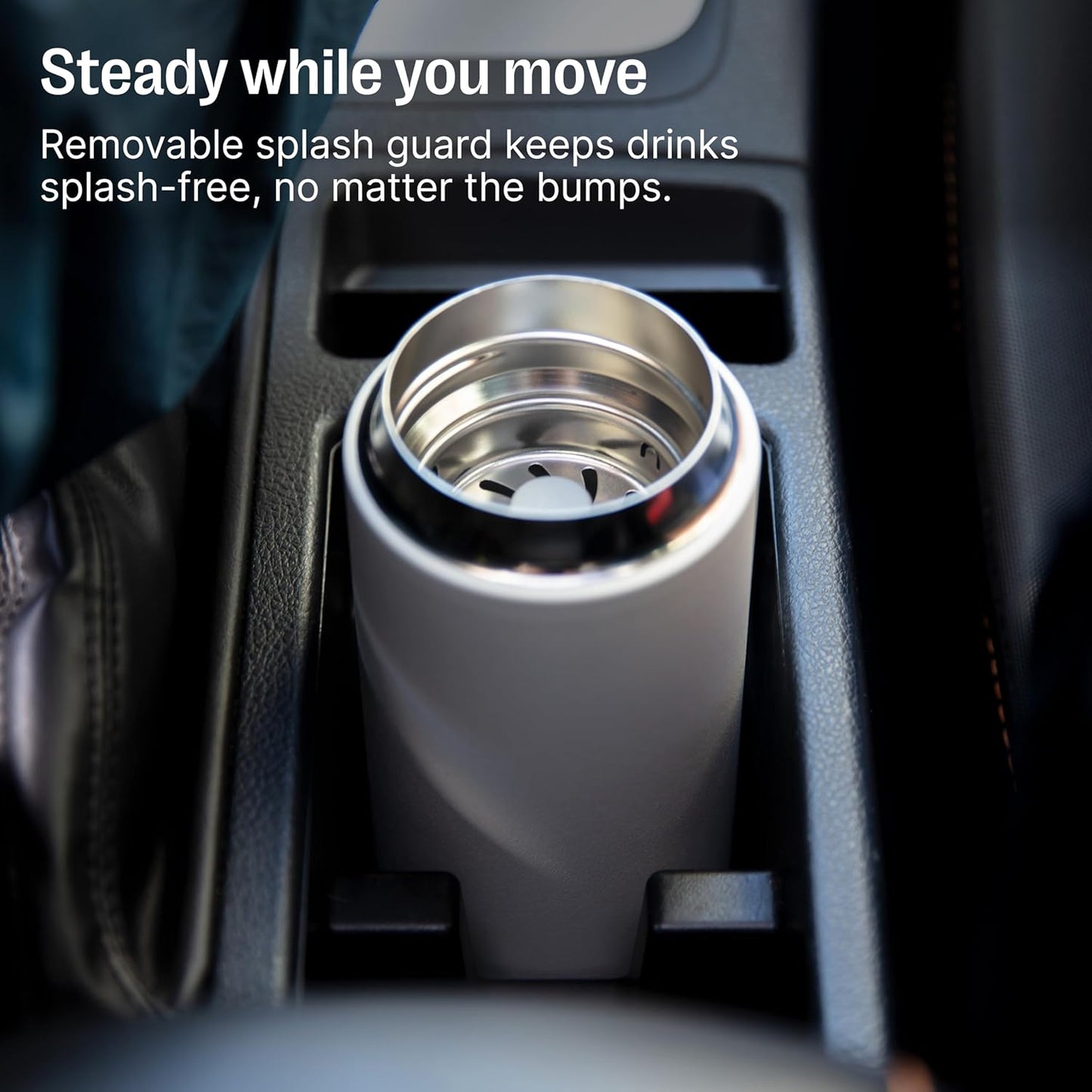 Fellow 16 oz Carter Move Travel Mug - Vacuum-Insulated Stainless Steel Travel Coffee Mug - Coffee Tumbler with Ceramic Interior and Splash Guard - Matte Black