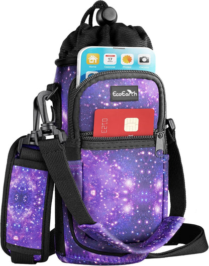 EcoEarth - Water Bottle Holder with Strap - Water Bottle Carrier Bag for Hiking - Crossbody Hydration Pouch with Phone Holder