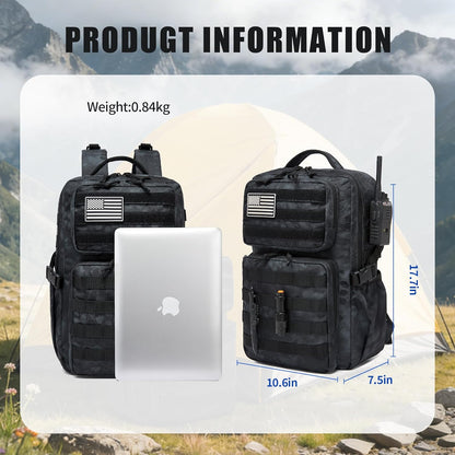 Wotony Military Tactical Backpack for Men Waterproof Daypack 3 Day Assault Pack Molle Bag with Water Bottle Holder