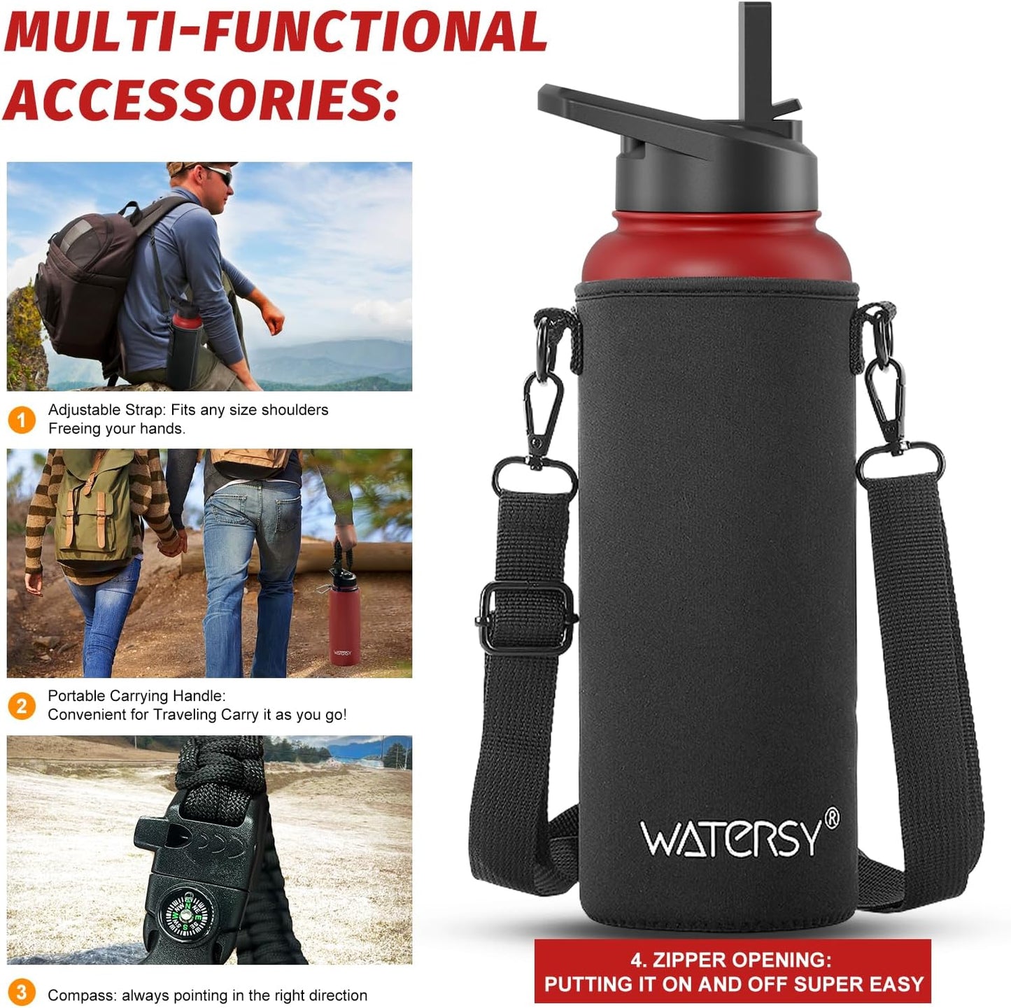 40oz Insulated Water Bottle (Cold for 48 Hrs),BPA Free&Leak Proof,Stainless Steel Water Flask,Water Jug with Straw Spout Lids for Gym,Hiking,Travel,Black Blue