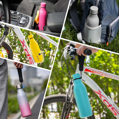 BJPKPK Insulated Water Bottles, 18 oz Stainless Steel Metal Water Bottle with Strap, BPA Free Leak Proof Jugs, Mugs, Flasks, Reusable Thermal Flasks for Sports & Travel, Black - Colors A