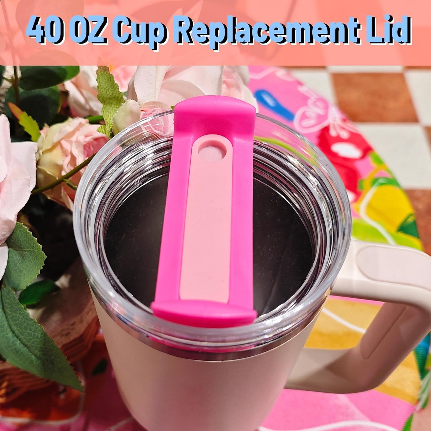 40 OZ Tumbler Lid Replacement Compatible for Stanley Quencher H2.0, 1 Pack BPA Free Clear Lid Replacement for Stanley Cup Accessories(Clear-White)