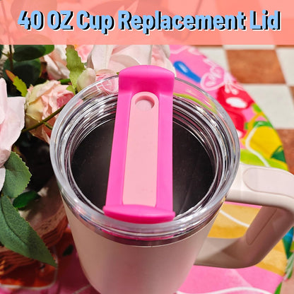 40 OZ Tumbler Lid Replacement Compatible for Stanley Quencher H2.0, 1 Pack BPA Free Clear Lid Replacement for Stanley Cup Accessories(Clear-White)