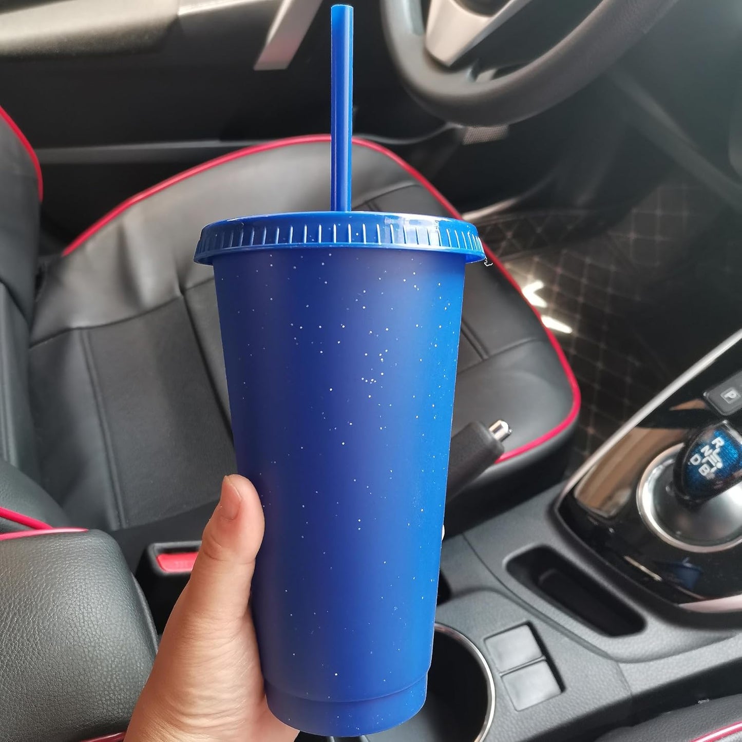 Suertestarry Tumbler with Straw and Lid,Water Bottle Iced Coffee Travel Mug Cup,Reusable Plastic Cups,Perfect for Parties,Birthdays,24oz-5 Pack (Rainbow, 5pack)