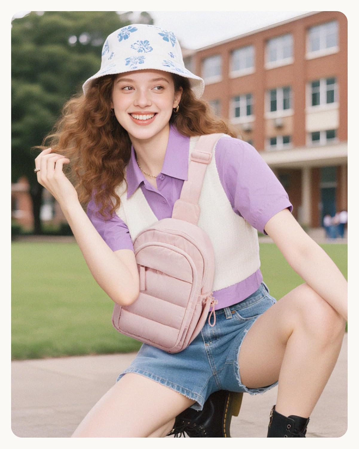 BAGSMART Small Sling Bag for Women, Puffer Crossbody Bag Purses Hobo Handbag Fanny Packs for Travel Hiking