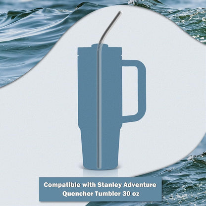 for Stanley Quencher 40oz Tumbler 6x Metal Stainless Steel Straws, 12inch Replacement Extra Long/Tall Straws for Stanley Cup 40oz Drinking Reusable Accessories (3x Straight & 3x Bent)