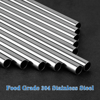 Tomorotec 8PCS 12" Stainless Steel Straws 4 Bent & 4 Straight Fit for 40oz Stanley Tumblers, Reusable Food-Grade Drinking Straws with Brush for Smoothies, Milkshakes, Iced Coffee, Dishwasher Safe